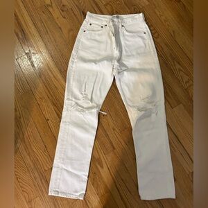 Agolde Riley White Ripped Denim Jeans
